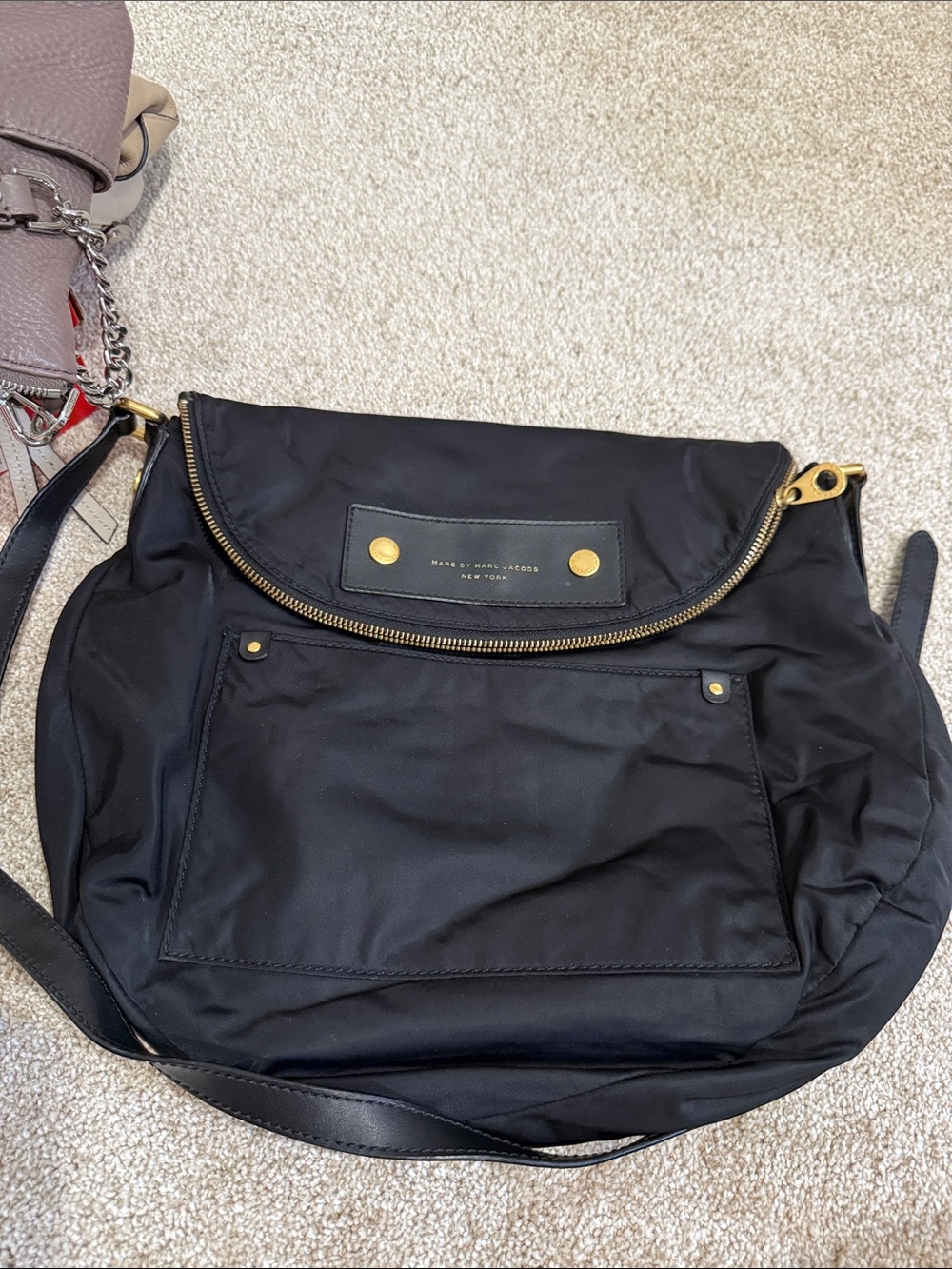 Marc by Marc Jacobs Black Nylon Crossbody with Gold Hardware